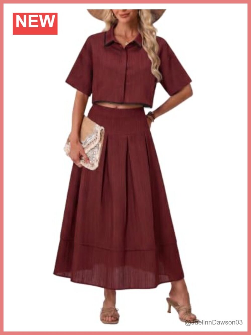Women's 2 Piece Skirt Set Cropped Top Maxi Skirt Button Down Casual